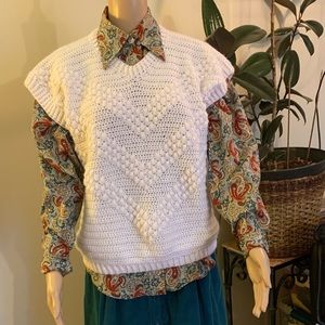 Hand knitted especially for you By Mama Lee vintage acrylic white sweater vest